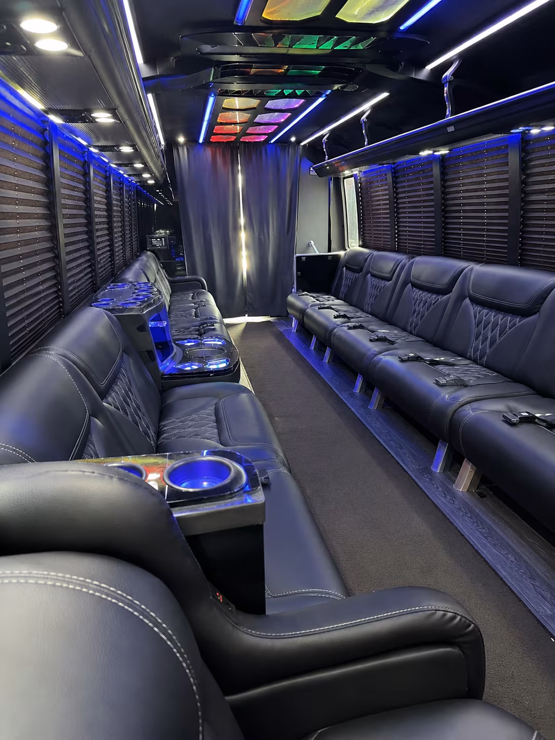 White party bus exterior