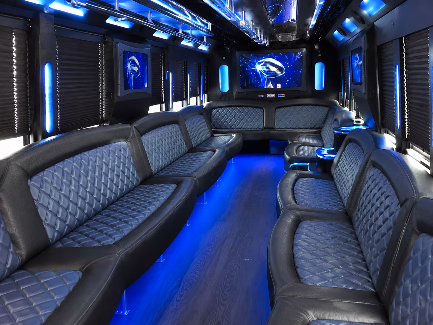 White party bus exterior