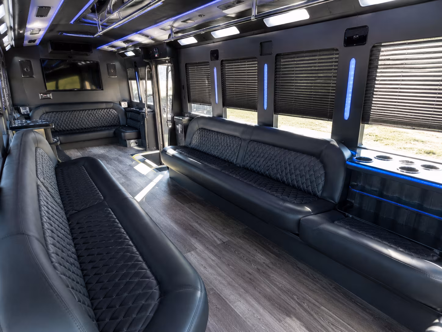 White party bus exterior