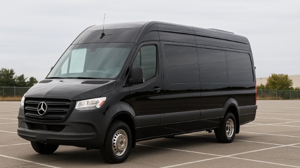 Exterior of Charter Bus Company Charleston's 14 Passenger Sprinter Limousine in Charleston