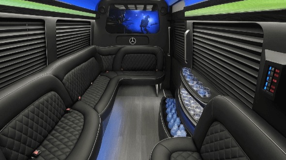 Interior of Charter Bus Company Columbia's 14 Passenger Sprinter Limousine in Columbia
