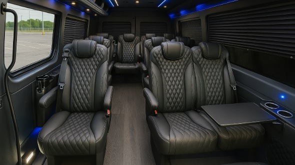 Interior of Charter Bus Company Augusta's 18 Passenger Minibus in Augusta