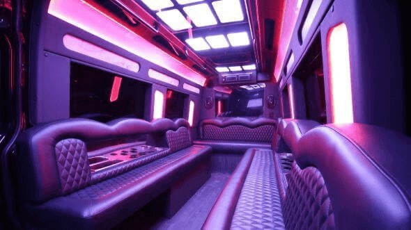 Interior of Charter Bus Company Sandy Springs's 18 Passenger Party Bus in Sandy Springs