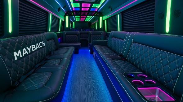 Interior of Charter Bus Company Columbia's 20 Passenger Party Bus in Columbia