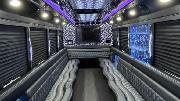 Interior of Charter Bus Company Savannah's 25 Passenger Party Bus in Savannah