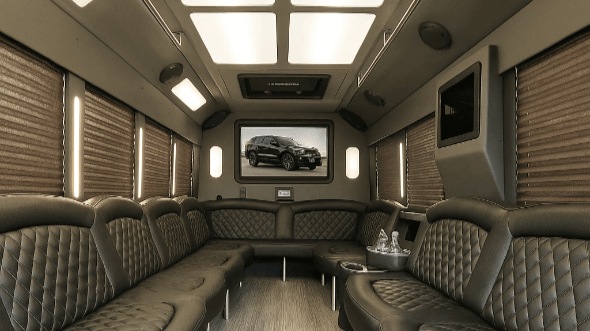 Interior of Charter Bus Company Charlotte's 28 Passenger Party Bus in Charlotte