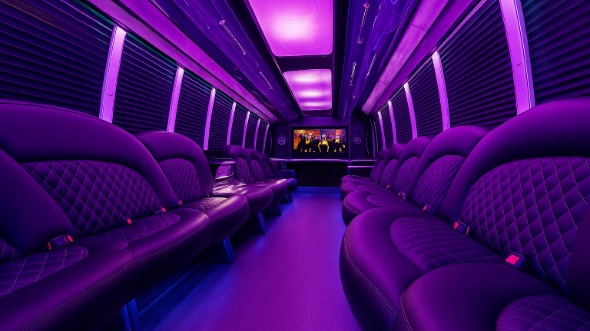 Interior of Augusta Party Bus Company's 30 Passenger Party Bus in Augusta