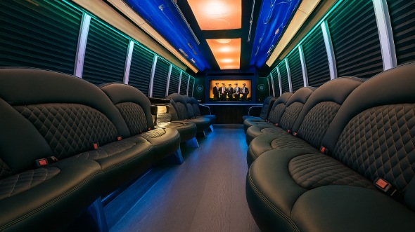 Interior of Charter Bus Company Charlotte's 30 Passenger Party Bus in Charlotte