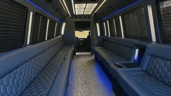 Interior of Charter Bus Company Sandy Springs's 40 Passenger Party Bus in Sandy Springs