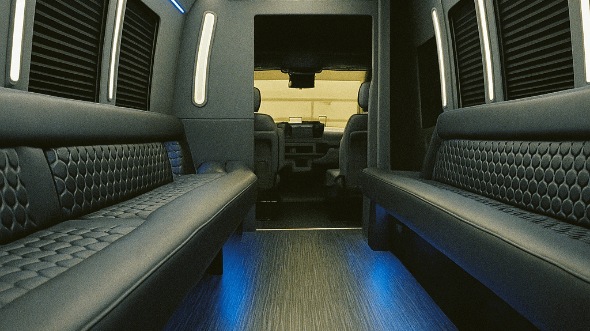 Interior of Charter Bus Company Roswell's 50 Passenger Party Bus in Roswell