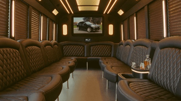 augusta 28 passenger party bus inside