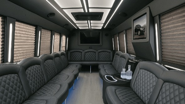 augusta 40 passenger party bus inside