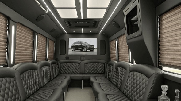 augusta 40 passenger party bus interior